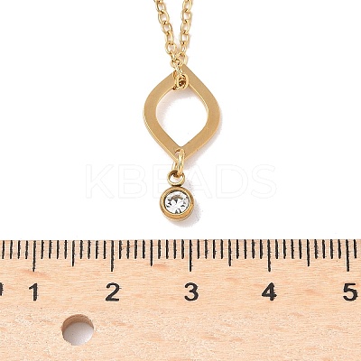 304 Stainless Steel Crystal Rhinestone Geometric Pendant Cable Chain Necklaces NJEW-Z073-01G-01-1