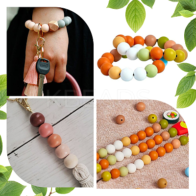 50Pcs 5 Colors Round Food Grade Eco-Friendly Silicone Focal Beads SIL-SP0001-03-1