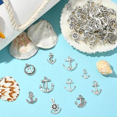 100Pcs 10 Styles Tibetan Style Alloy Charms TIBEP-CJ0001-54-1