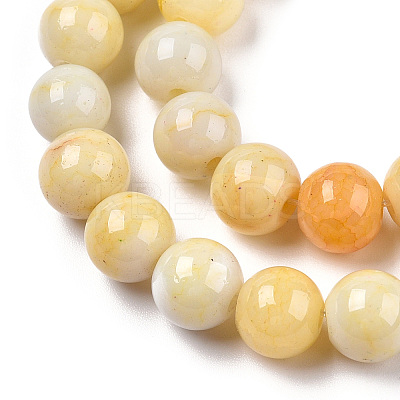 Ombre Effect Dyed Crackle Glass Round Beads Strands LS-GLAA-T031-01F-1