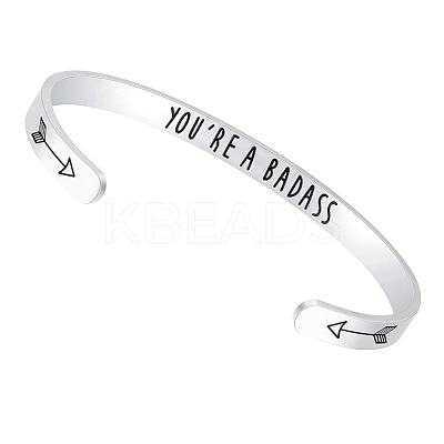 Inspirational 304 Stainless Steel Cuff Bangles FS-WG30F15-01-1