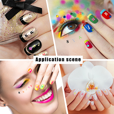 24 Sheets 12 Colors Letter Style Plastic Nail Art Stickers MRMJ-OC0003-21-1