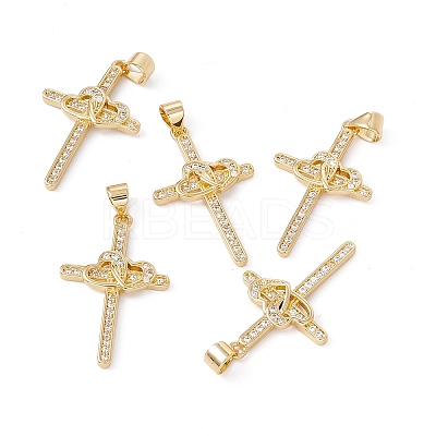 Rack Plating Brass Micro Pave Cubic Zirconia Pendants X-ZIRC-C040-45G-02-1
