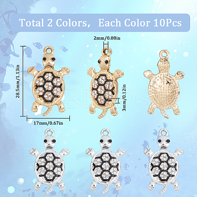 20Pcs 2 Colors Alloy Rhinestone Pendants ENAM-SC0004-47-1