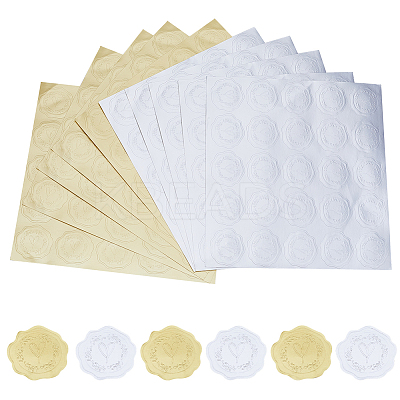 12 Sheets 2 Colors Paper Adhesive Flower Wax Seal Stickers STIC-CP0001-12-1