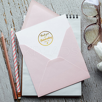 Hot Stamping BOPP Thank You Gift Sticker Rolls STIC-WH0004-20-1