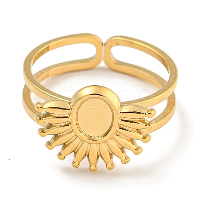 Ion Plating(IP) 304 Stainless Steel Sun Open Cuff Ring Components RJEW-A043-01G-1