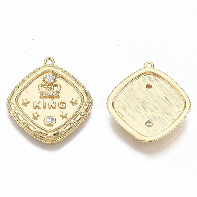 Brass Micro Pave Clear Cubic Zirconia Pendants KK-R126-018-NF-1