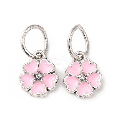 Enamel Style Flower Alloy Rhinestone Charms ENAM-S085-07-1