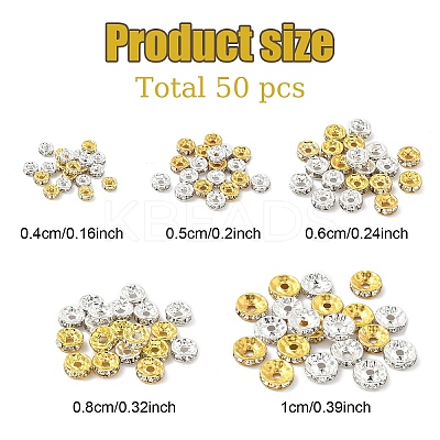 100Pcs 10 Styles Brass Rhinestone Beads RB-YW0001-17-1
