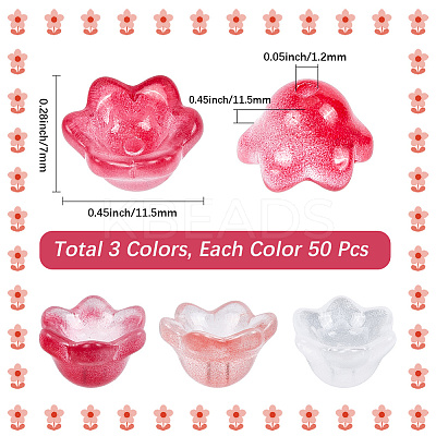 150Pcs 3 Colors Transparent Two Tone Spray Painted Glass Beads GLAA-LT0001-04A-1