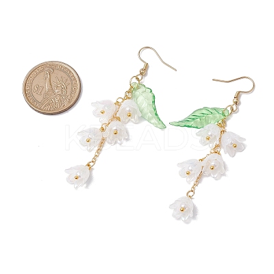 Flower Acrylic with 304 Stainless Steel Dangle Earrings EJEW-JE06142-1