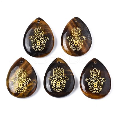 Natural Tiger Eye Pendants G-T122-73C-1