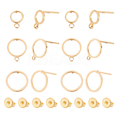 30Pcs 3 Style Brass Cricle Stud Earring Findings KK-AR0002-99-1