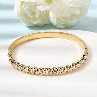 304 Stainless Steel Rhinestone Hinged Bangles for Women BJEW-B168-03D-G-1