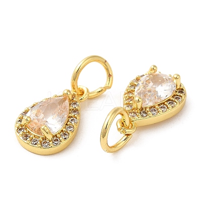 Rack Plating Brass Micro Pave Clear Cubic Zirconia Charms KK-Z026-10G-1