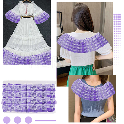2 Yards Double Layers Polyester Lace Trim OCOR-GF0003-31B-1