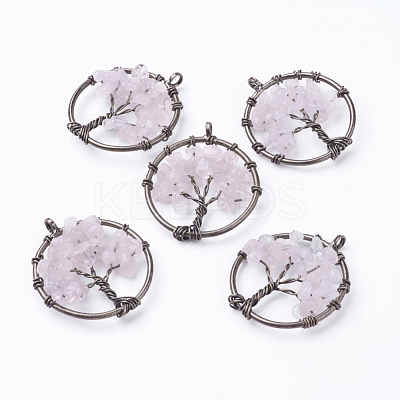 Natural Rose Quartz Pendants G-E419-08R-1