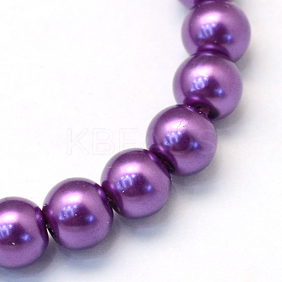 Baking Paint Pearlized Glass Pearl Round Bead Strands X-HY-Q330-8mm-37-1