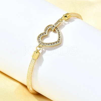 Brass Micro Pave Clear Cubic Zirconia Link Bracelets for Women BJEW-A029-01A-G-1