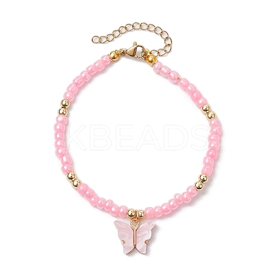 Butterfly Alloy Acrylic Charm Bracelets BJEW-JB10487-02-1