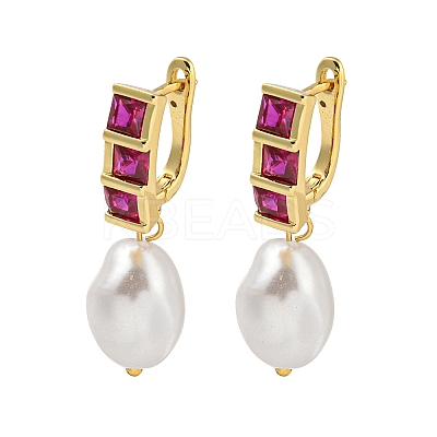 Rack Plating Brass Micro Pave Cubic Zirconia Hoop Earring EJEW-C102-02G-1