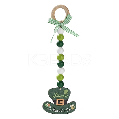 Saint Patrick's Day Wood Pendant Decoration HJEW-G023-02B-1