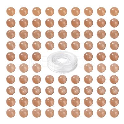 100Pcs 8mm Grade AAA Natural Gemstone Sunstone Round Beads DIY-LS0002-56-1