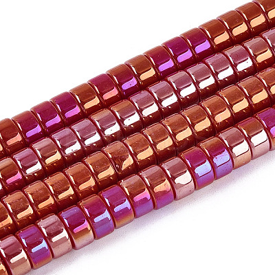 AB Color Plated Opaque Glass Beads Strands GLAA-T026-4x8mm-P03-1