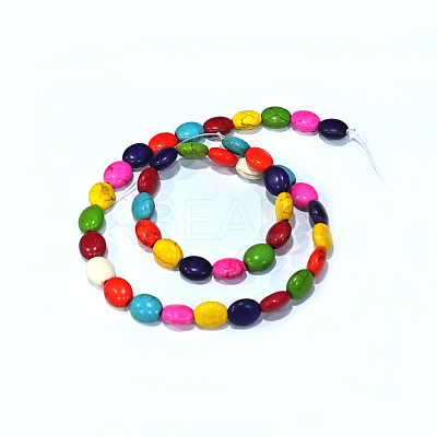 Oval Synthetic Turquoise Beads Strands TURQ-I011-8x10mm-1