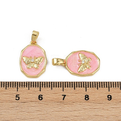 Brass Micro Pave Cubic Zirconia Pendants KK-C093-05G-02-1