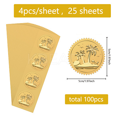 Plastic Self Adhesive Gold Foil Embossed Stickers DIY-WH0575-057-1