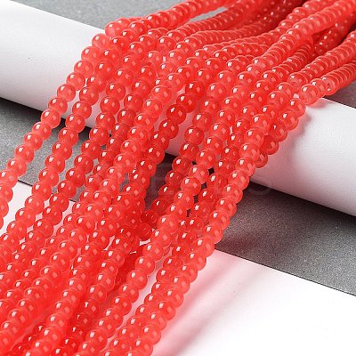 Baking Paint Imitation Jade Glass Round Bead Strands DGLA-Q021-4mm-32-1
