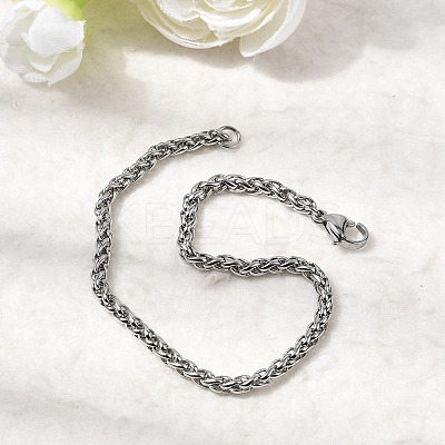 Tarnish Resistant 304 Stainless Steel Wheat Chain Bracelets BJEW-M187-12-F-1