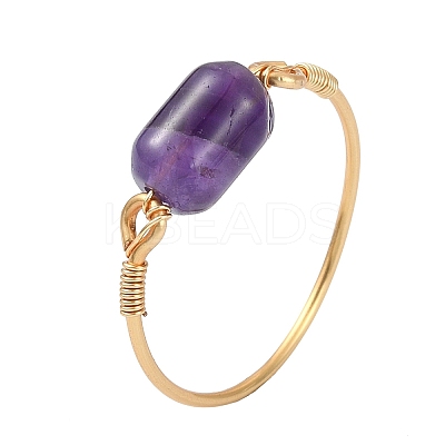Natural Amethyst & Apatite & Tiger Eye & Amazonite & Rose Quartz Beads Finger Rings RJEW-JR01043-1