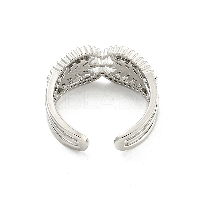 Brass Micro Pave Cubic Zirconia Cuff Rings RJEW-I103-046P-1