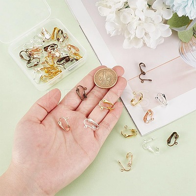 40Pcs 4 Colors Brass Clip-on Earring Findings KK-AR0004-20-1