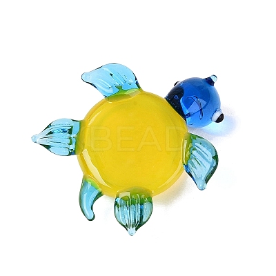 Handmade Lampwork Turtle with Evil Eye Figurine Display Decorations LAMP-N034-25-1