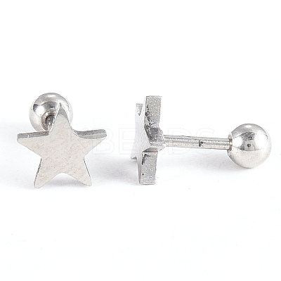 Tarnish Resistant 201 Stainless Steel Barbell Cartilage Earrings LS-EJEW-R147-08-1