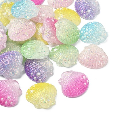 30Pcs 6 Colors Gradient Color Transparent Resin Cabochons RESI-YW0005-97-1