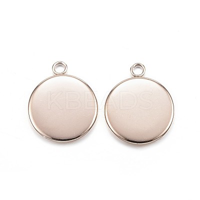 Ion Plating(IP) 304 Stainless Steel Pendant Cabochon Settings STAS-F143-18RG-1