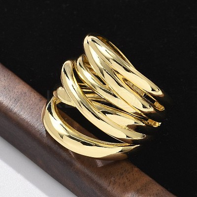 Brass Multi-layer Cuff Finger Rings RJEW-C120-03G-1