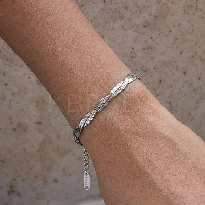 304 Stainless Steel 2-Strand Twisted Flat Snake Chain Bracelets MC1160-1