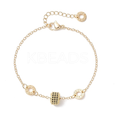 Brass Cubic Zirconia Beads Link Braceletsm Cable Chains Bracelets for Women BJEW-JB13050-1