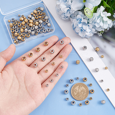 120Pcs 4 Styles 201 Stainless Steel Beads STAS-UN0043-33-1