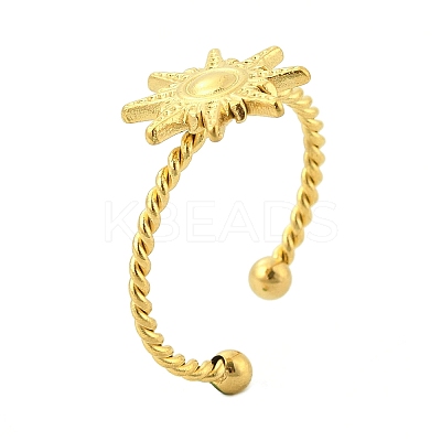Sun 304 Stainless Steel Open Cuff Rings for Women RJEW-G338-13G-1