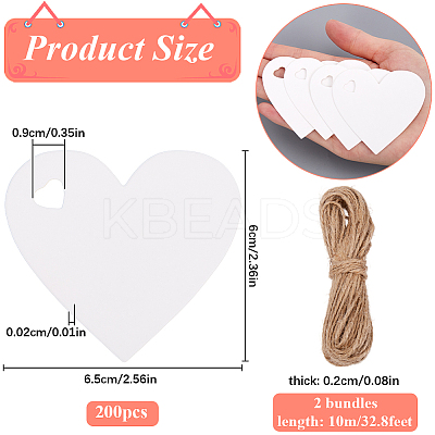 200Pcs Heart Paper Gift Tags CDIS-SP0001-14B-1