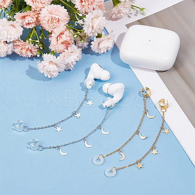 Silicone & Brass Earphone Chains HJEW-OC00027-1