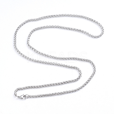 Non-Tarnish 304 Stainless Steel Wheat Chain Necklaces LS-NJEW-L173-015-P-1