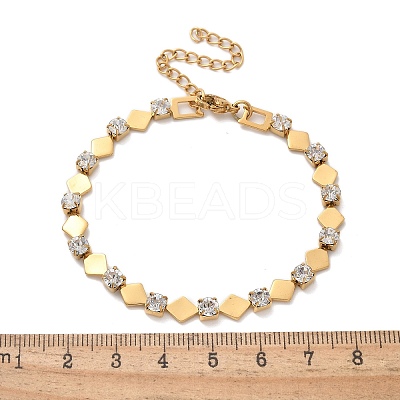 304 Stainless Steel Rhinestone Cup Chain Bracelets for Women BJEW-F488-26G-G-1